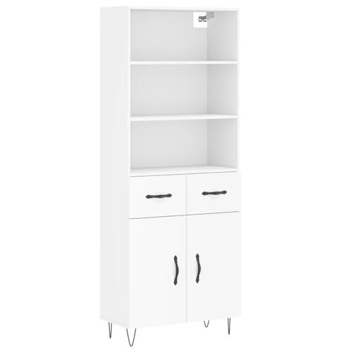 Højskab 69,5x34x180 cm konstrueret træ hvid