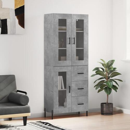 Højskab 69,5x34x180 cm konstrueret træ betongrå