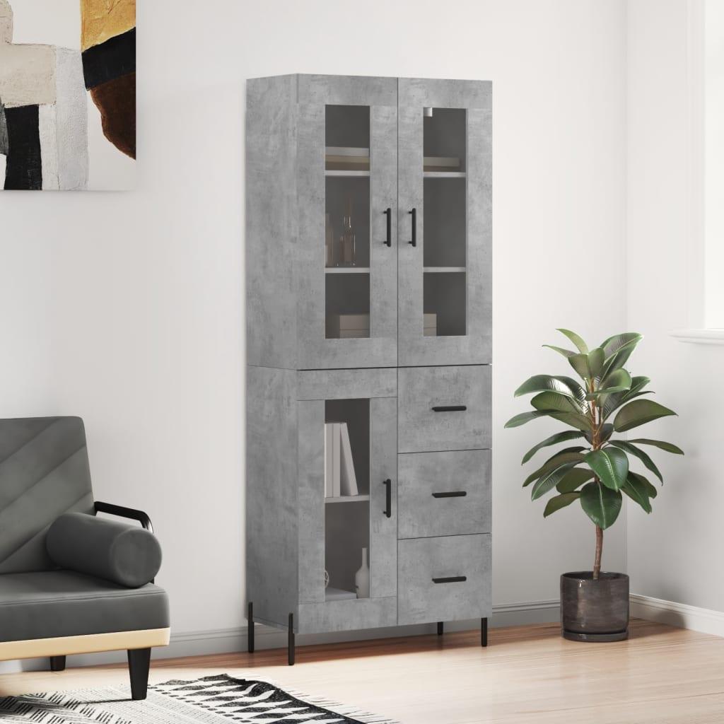 Højskab 69,5x34x180 cm konstrueret træ betongrå