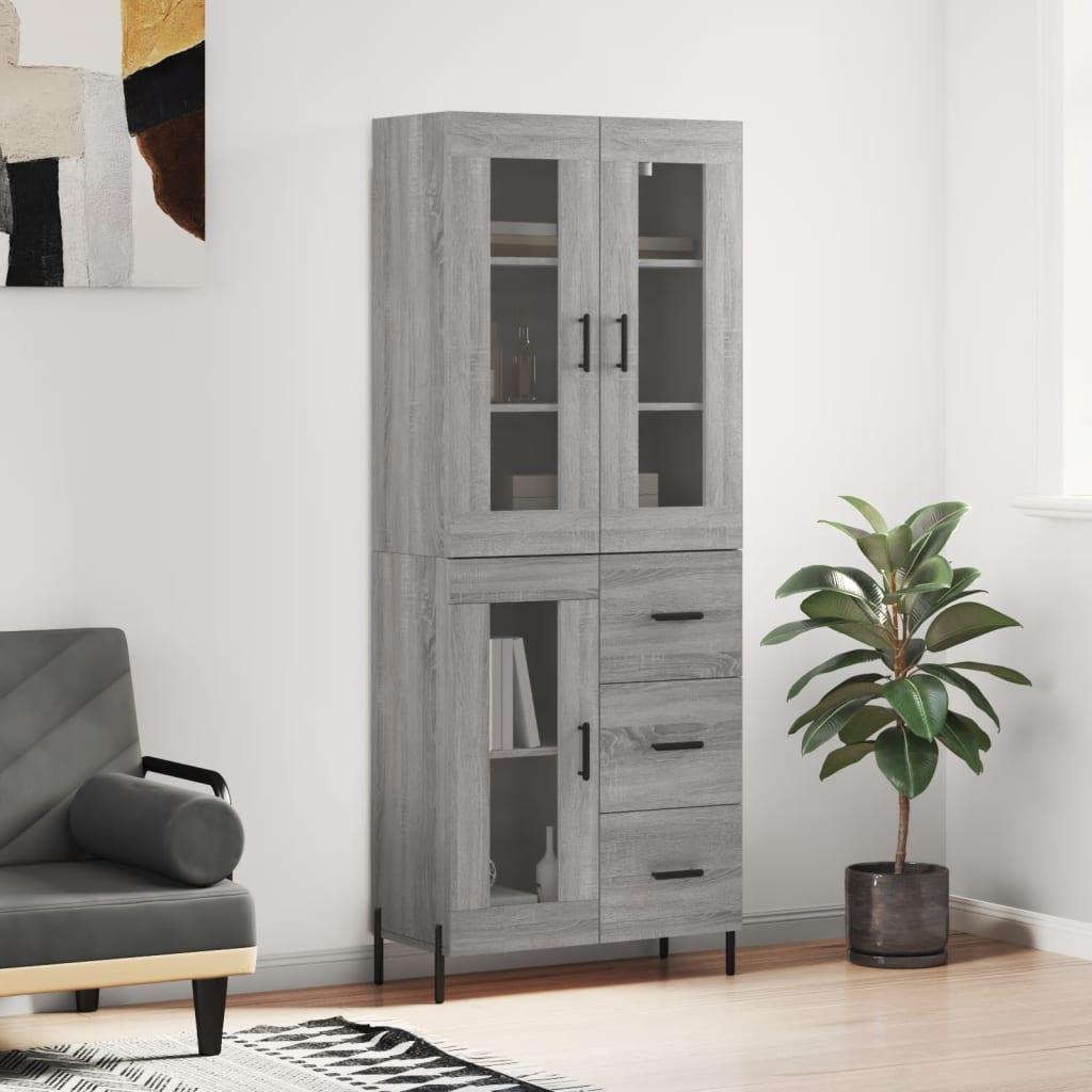 Højskab 69,5x34x180 cm konstrueret træ grå sonoma-eg