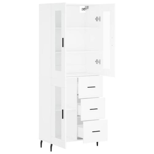Højskab 69,5x34x180 cm konstrueret træ hvid