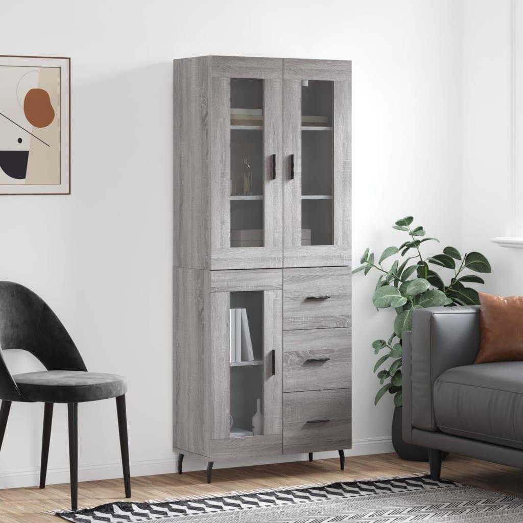 Højskab 69,5x34x180 cm konstrueret træ grå sonoma-eg