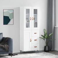 Højskab 69,5x34x180 cm konstrueret træ hvid