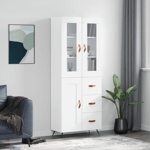 Højskab 69,5x34x180 cm konstrueret træ hvid