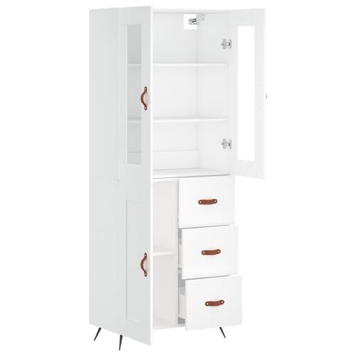 Højskab 69,5x34x180 cm konstrueret træ hvid