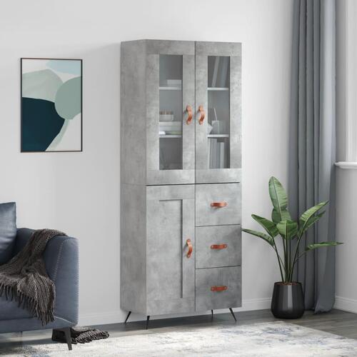 Højskab 69,5x34x180 cm konstrueret træ betongrå