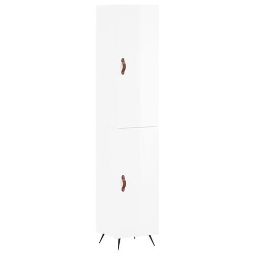 Skab 34,5x34x180 cm konstrueret træ hvid højglans