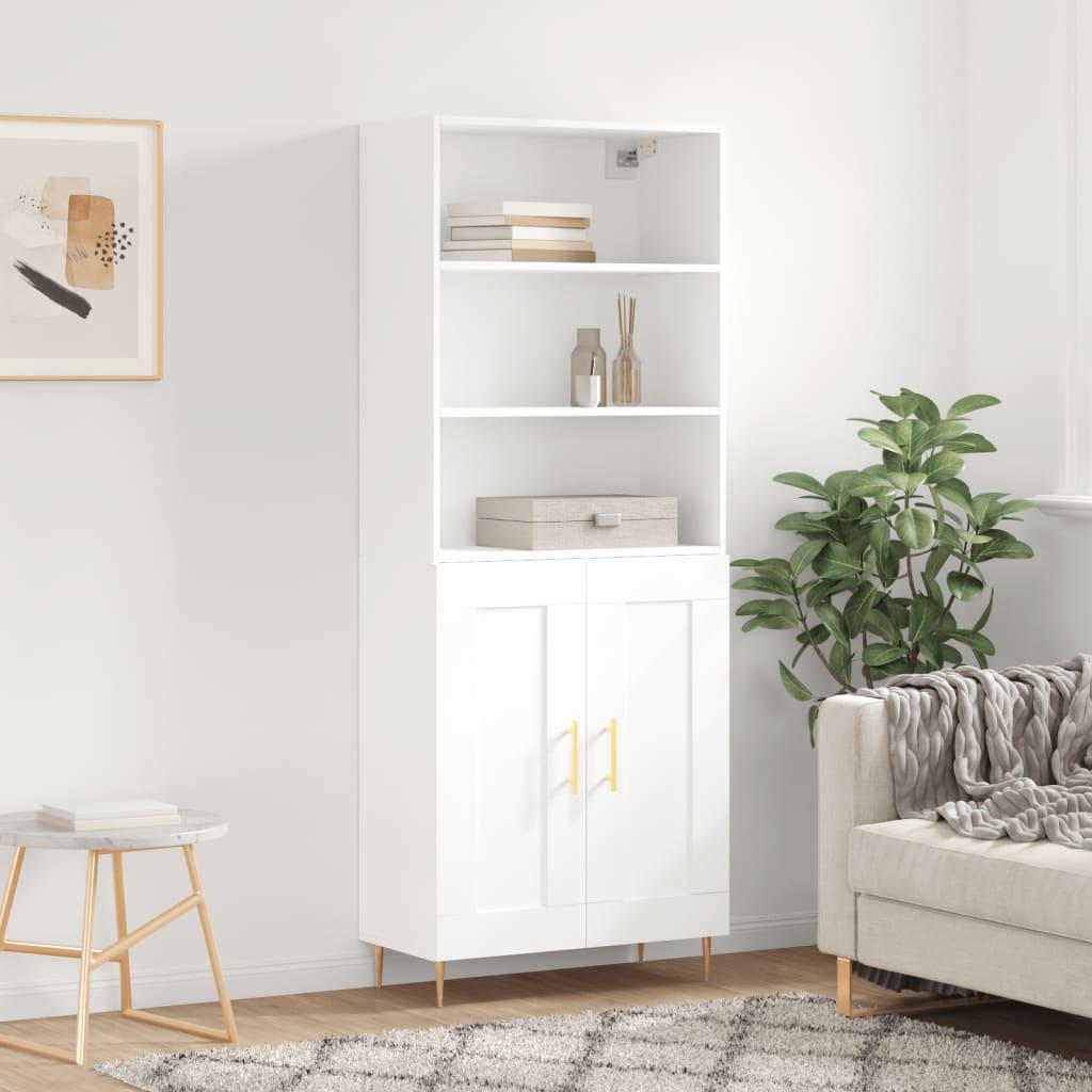Højskab 69,5x34x180 cm konstrueret træ hvid