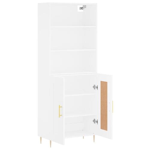 Højskab 69,5x34x180 cm konstrueret træ hvid