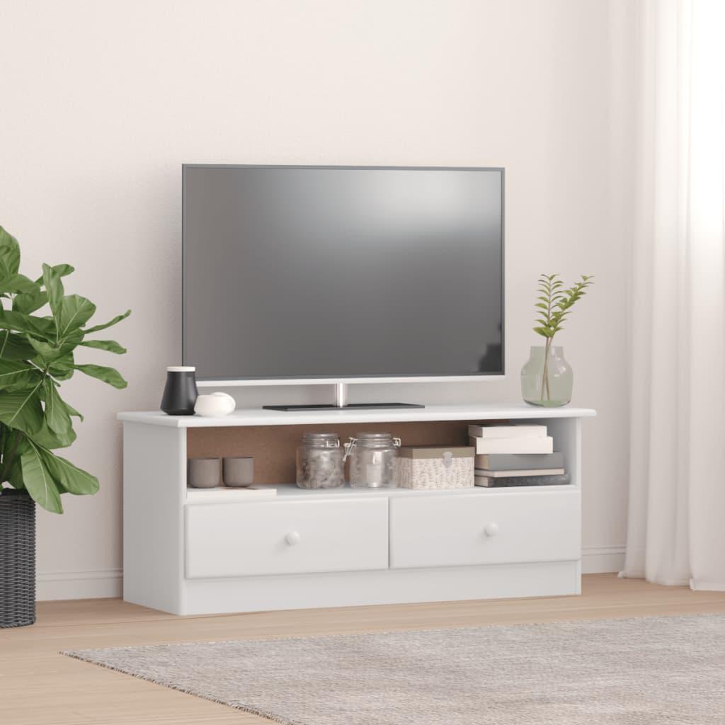 Tv-skab med skuffer ALTA 100x35x41 cm massivt fyrretræ hvid