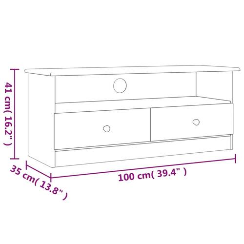 Tv-skab med skuffer ALTA 100x35x41 cm massivt fyrretræ hvid