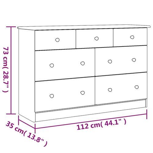 Kommode ALTA 112x35x73 cm massivt fyrretræ hvid