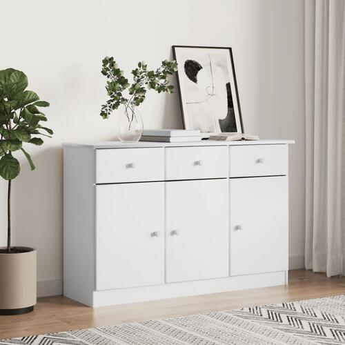 Skænk ALTA 112x35x73 cm massivt fyrretræ hvid