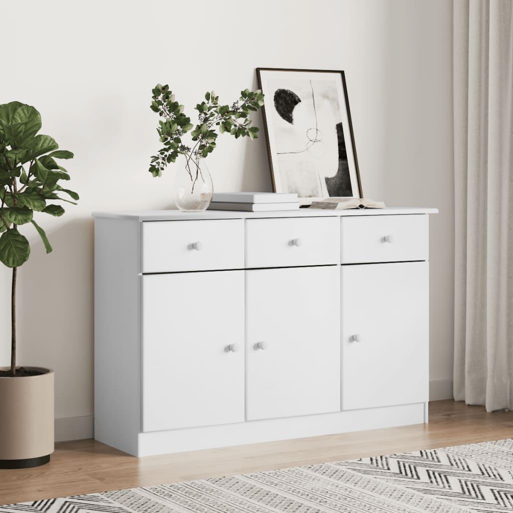 Skænk ALTA 112x35x73 cm massivt fyrretræ hvid