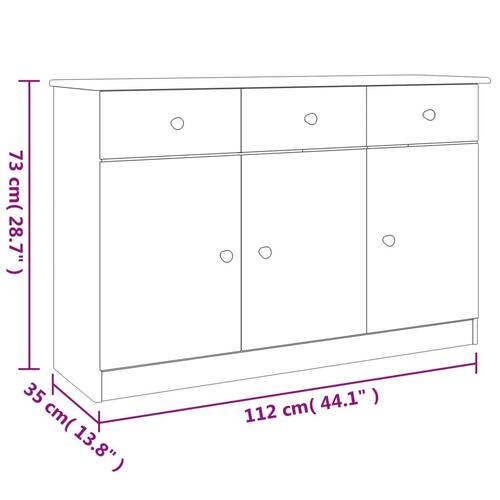 Skænk ALTA 112x35x73 cm massivt fyrretræ hvid