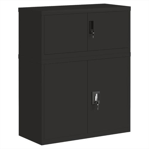 Arkivskab 90x40x110 cm stål sort