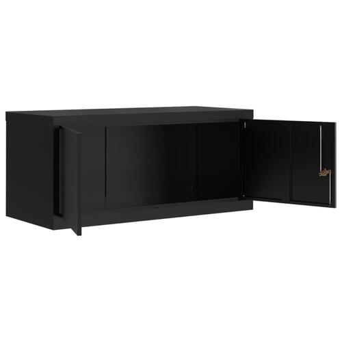 Arkivskab 90x40x110 cm stål sort