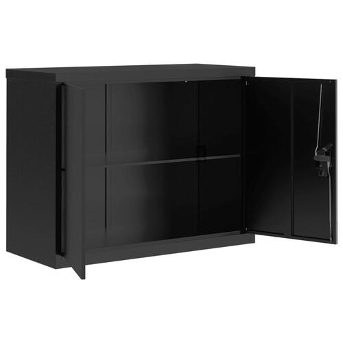 Arkivskab 90x40x110 cm stål sort