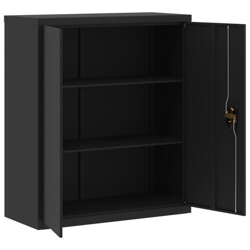 Arkivskab 90x40x145 cm stål sort