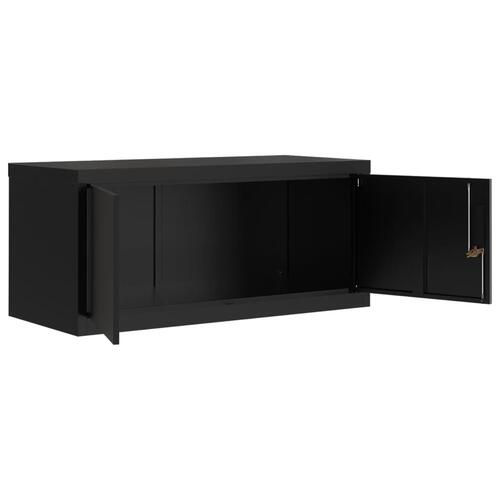 Arkivskab 90x40x180 cm stål sort