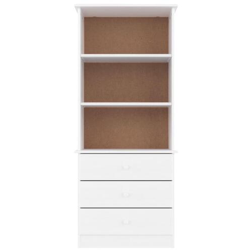 Bogreol med skuffer ALTA 60x35x142 massivt fyrretræ hvid