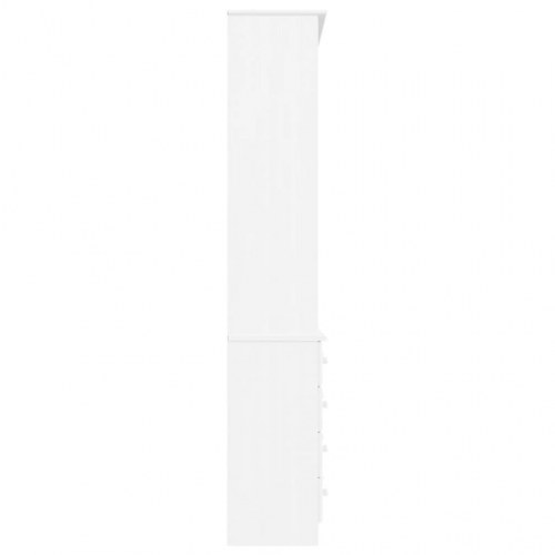 Bogreol med skuffer - ALTA 77×35×186,5 cm i massivt hvidt fyrretræ
