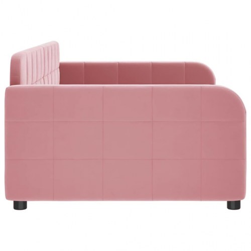 Daybed 90×200 cm i velour - lyserød sovesofa til gæsteværelse og stue