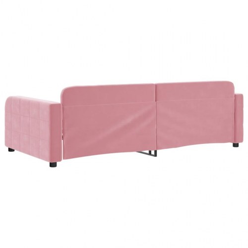 Daybed 90×200 cm i velour - lyserød sovesofa til gæsteværelse og stue
