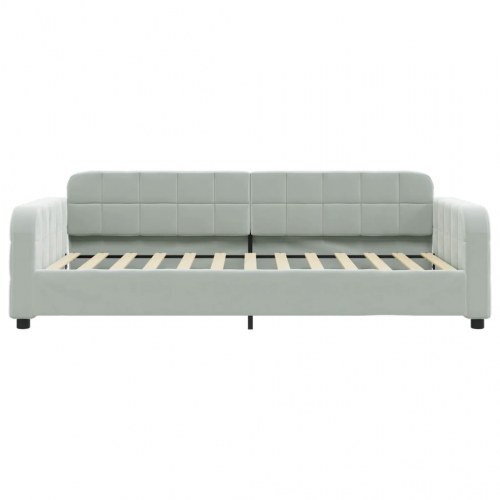 Daybed 80×200 cm i velour - lysegrå sovesofa/gæsteseng
