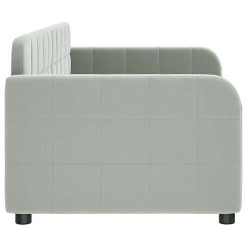 Daybed 80×200 cm i velour - lysegrå sovesofa/gæsteseng