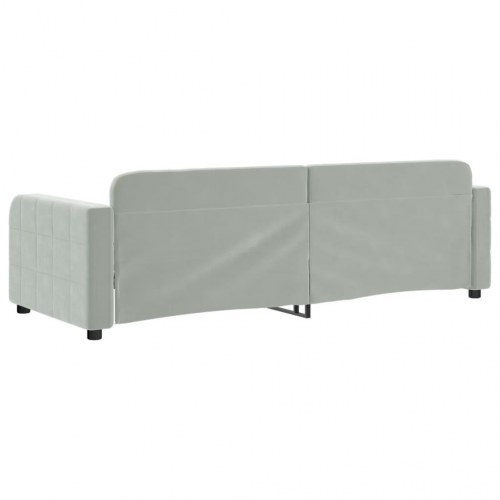 Daybed 80×200 cm i velour - lysegrå sovesofa/gæsteseng