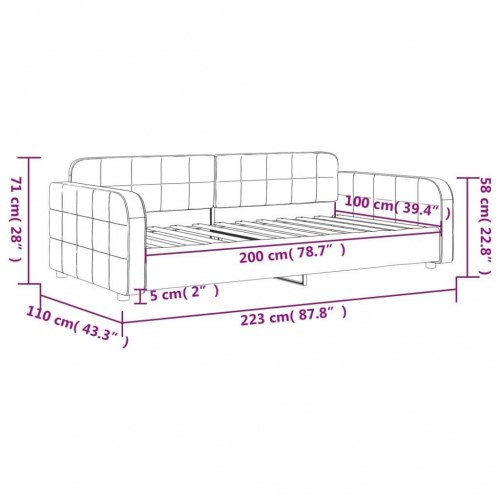 Daybed 100×200 cm i velour - gul sengeramme/sovesofa