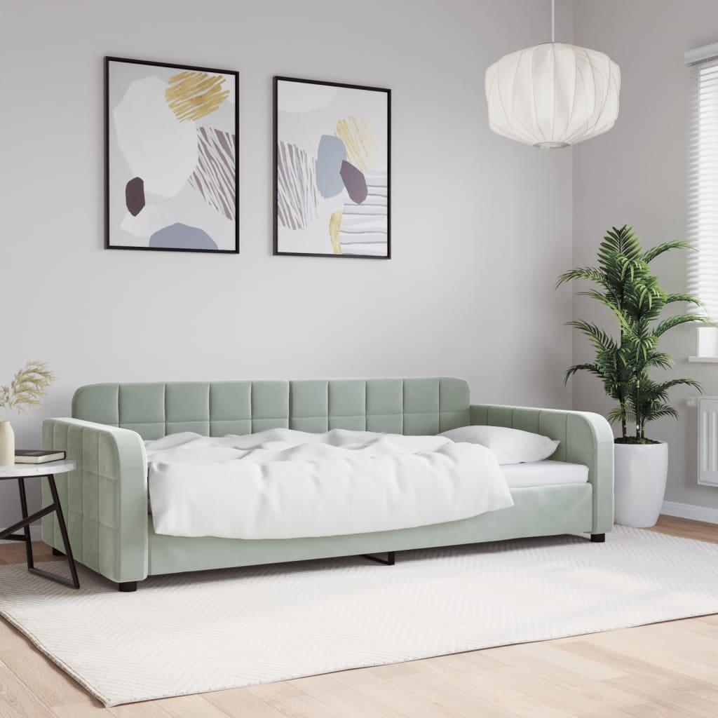 Daybed 90x190 cm velour lysegrå billede
