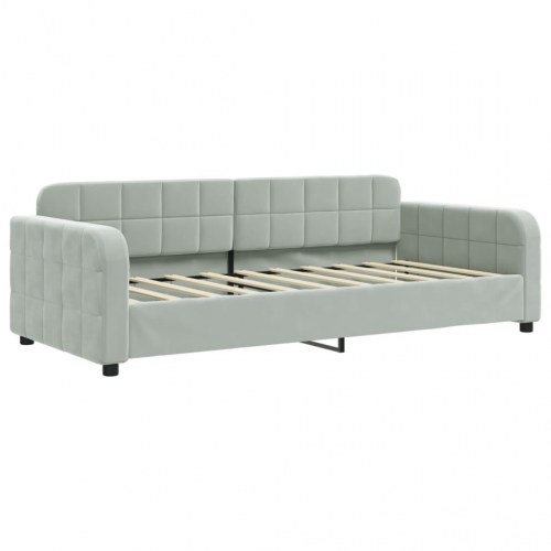 Daybed 90x190 cm i velour - lysegrå sovesofa
