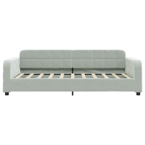 Daybed 90x190 cm i velour - lysegrå sovesofa
