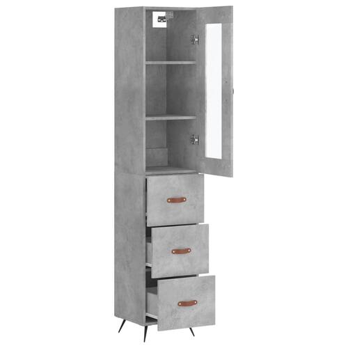 Skab 34,5x34x180 cm konstrueret træ betongrå