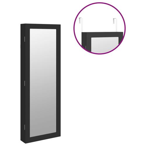 Væghængt spejlskab med LED-lys sort