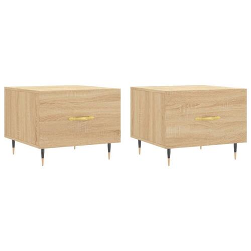 Sofaborde 2 stk. 50x50x40 cm konstrueret træ sonoma-eg