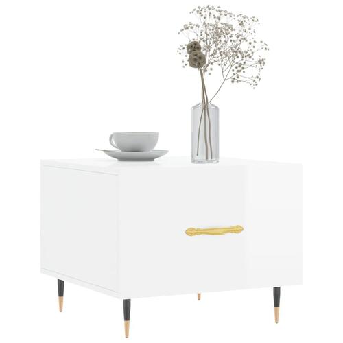 Sofaborde 2 stk. 50x50x40 cm konstrueret træ hvid højglans