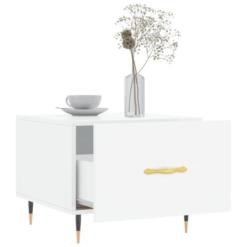 Sofaborde 2 stk. 50x50x40 cm konstrueret træ hvid højglans
