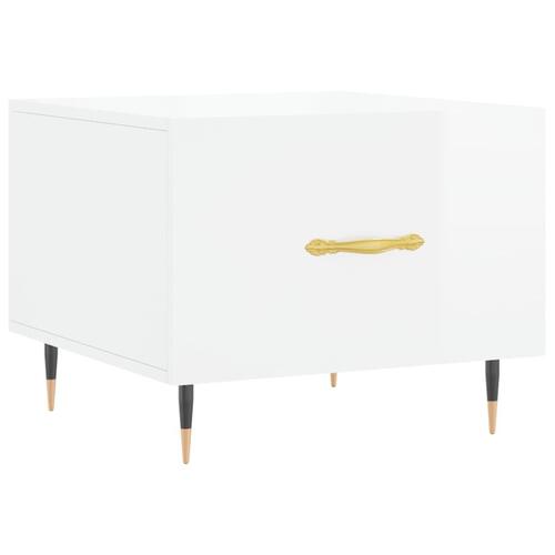 Sofaborde 2 stk. 50x50x40 cm konstrueret træ hvid højglans