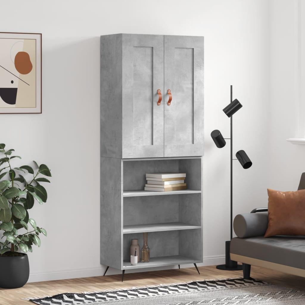 Højskab 69,5x34x180 cm konstrueret træ betongrå