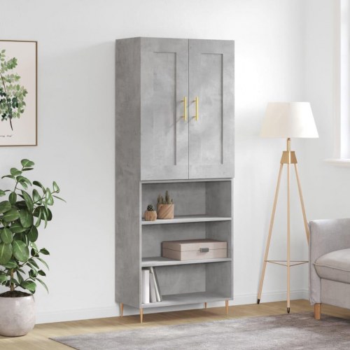 Højskab 69,5x34x180 cm konstrueret træ betongrå
