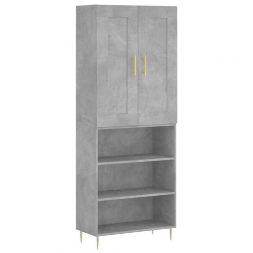 Højskab 69,5x34x180 cm konstrueret træ betongrå