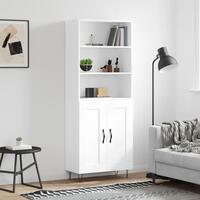 Højskab 69,5x34x180 cm konstrueret træ hvid
