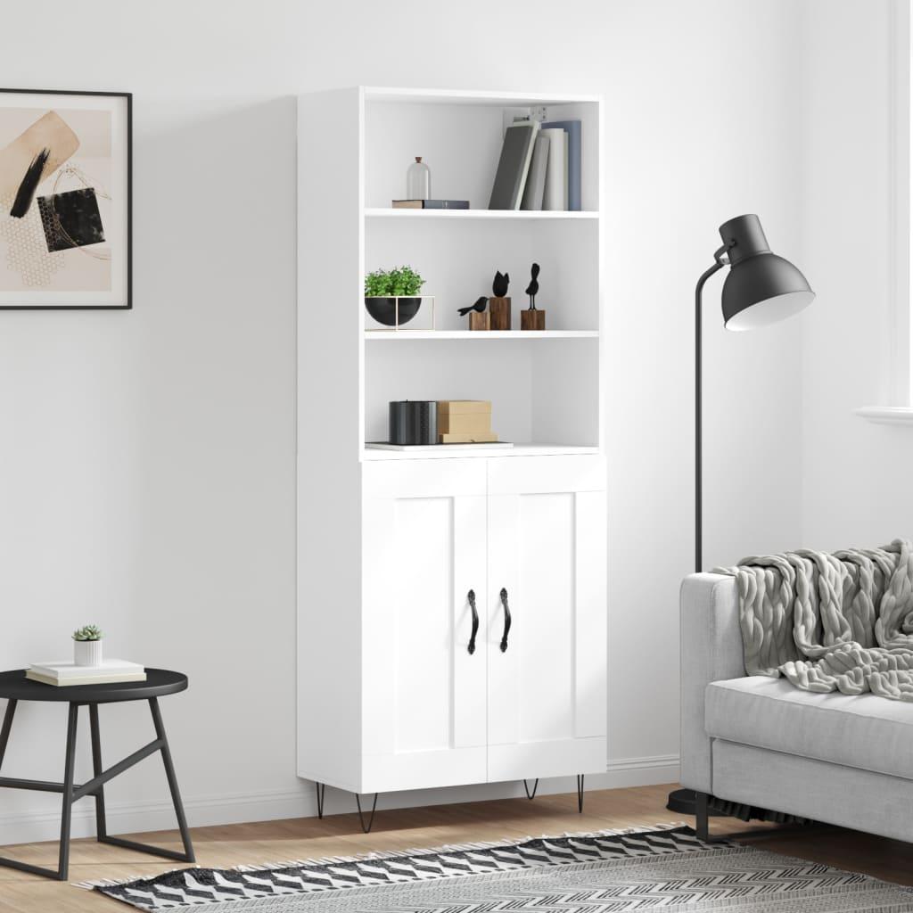 Højskab 69,5x34x180 cm konstrueret træ hvid billede