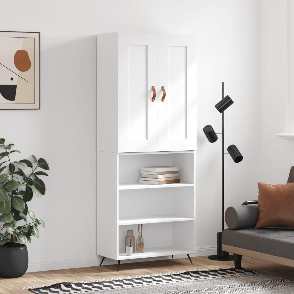 Højskab 69,5x34x180 cm konstrueret træ hvid billede