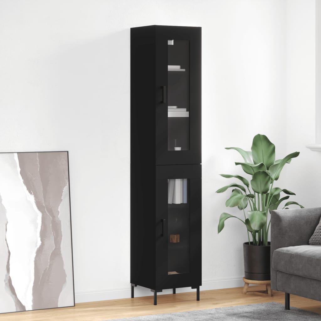 Skab 34,5x34x180 cm konstrueret træ sort