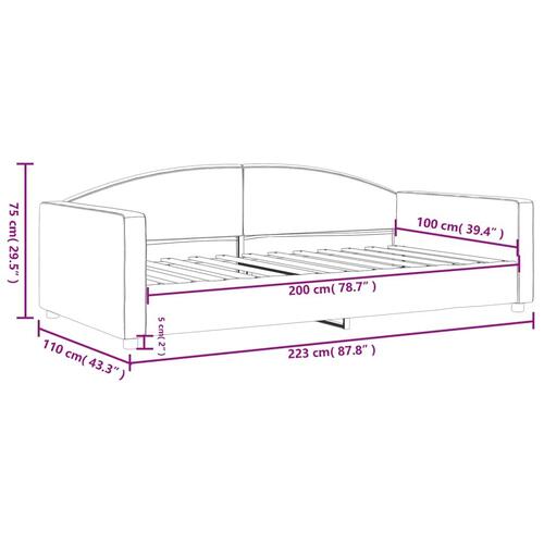 Daybed 100x200 cm stof mørkegrå