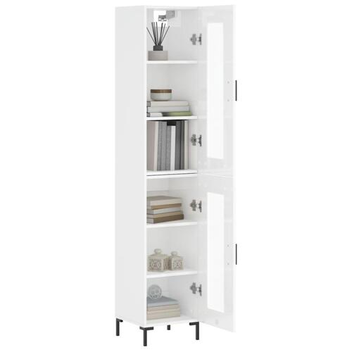 Skab 34,5x34x180 cm konstrueret træ hvid højglans